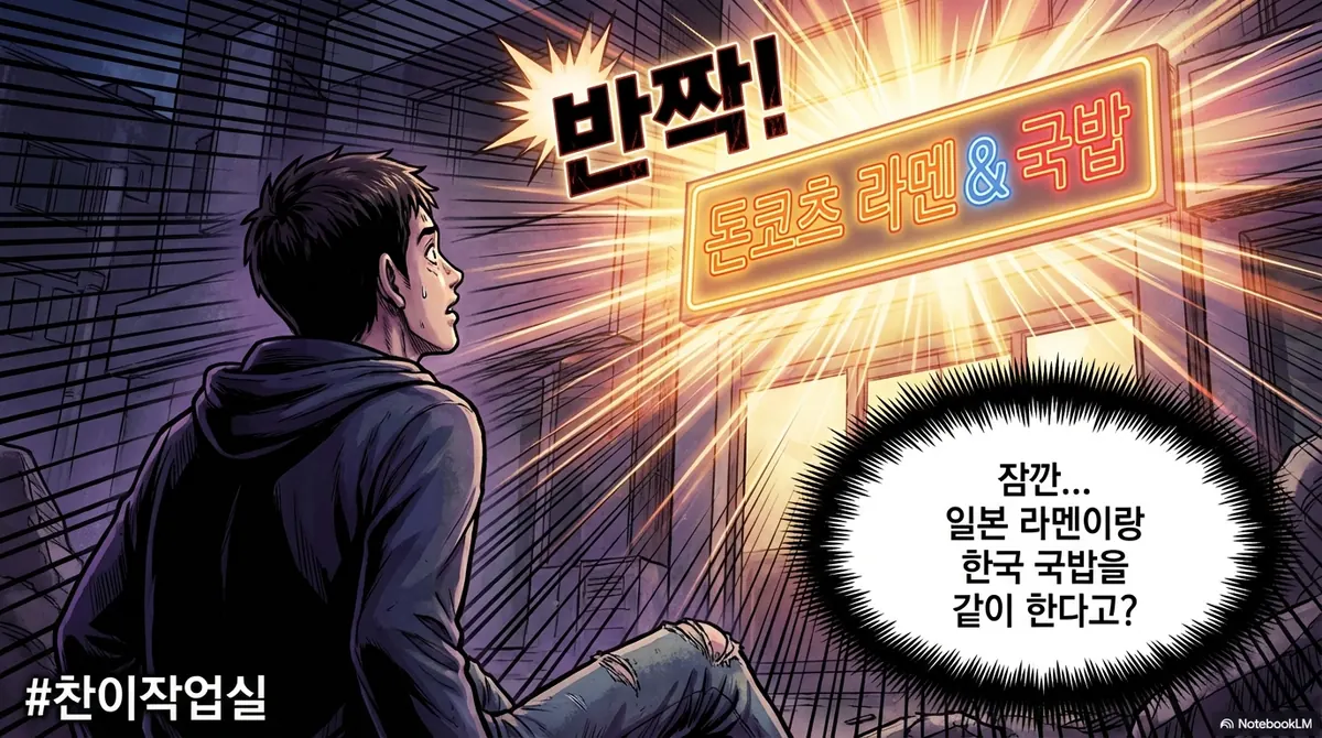 돈코츠 라멘&국밥 간판을 발견한 창업자: 일본 라멘이랑 한국 국밥을 같이 한다고?