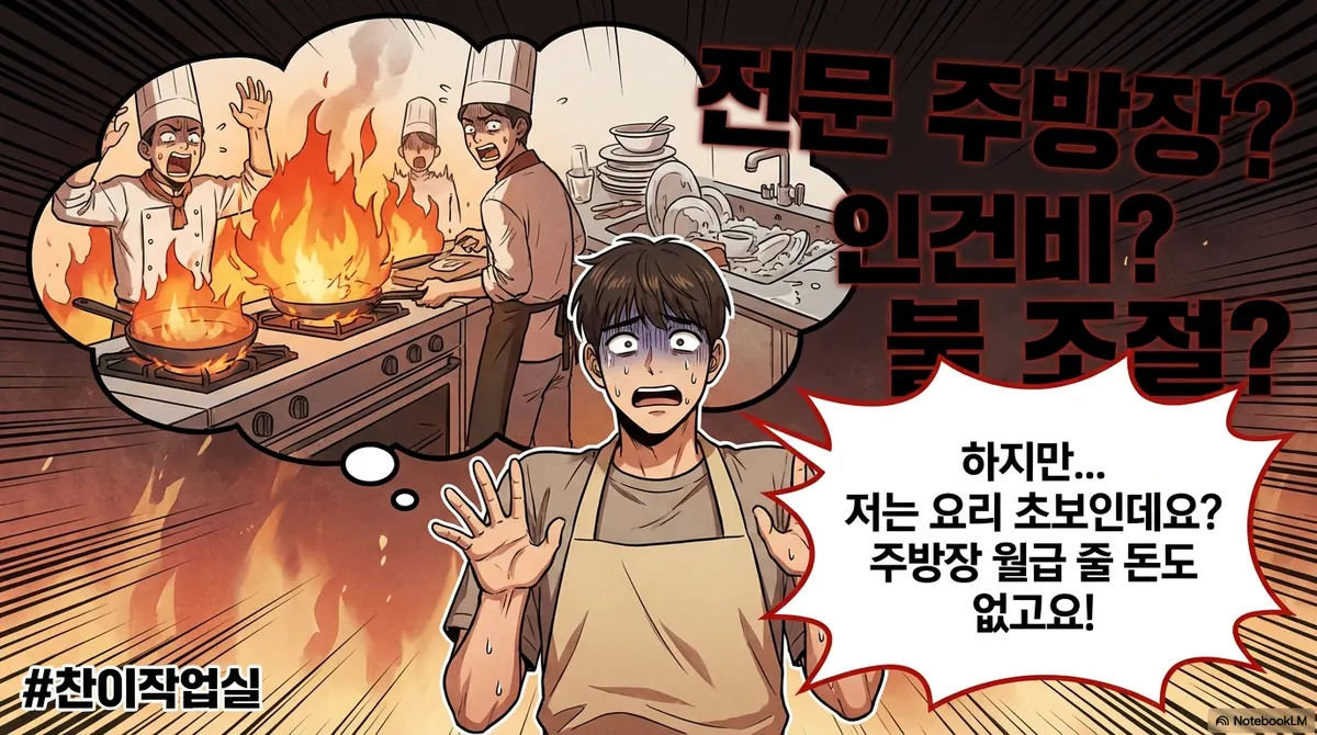 요리 초보 창업자의 걱정: 전문 주방장? 인건비? 불 조절? 주방장 월급 줄 돈도 없어요